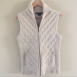 Eddie Bauer Cable Knit Lined Zip Vest